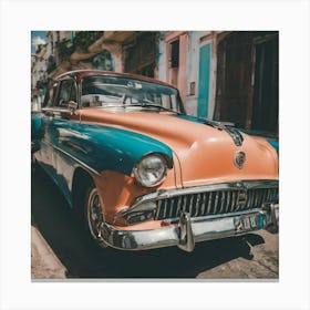 Vintage Car In Cuba Canvas Print