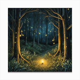 Fireflies In The Forest 2 Canvas Print