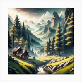 Mountain Landscape Painting 2 Canvas Print