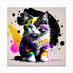 Colorful Cat Painting 5 Canvas Print