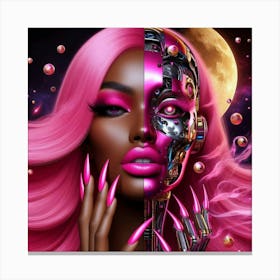 Hot Pink Diva Robot 8 Canvas Print