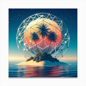 Geometric Art Island with palm tree 1 Canvas Print