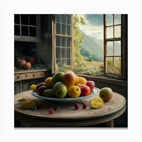 Fruit In Front Of A Window Canvas Print