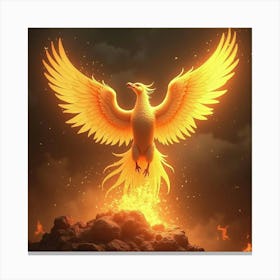 A Celestial Phoenix Rising From The Ashes With Golden, Fiery Wings 1 Canvas Print