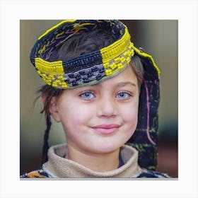 blue eyed Kalash Girl beautiful smile Canvas Print