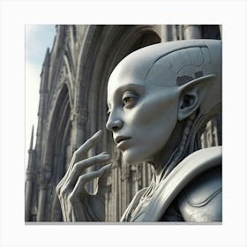 Future Gothic Robot Statue Art Print Canvas Print