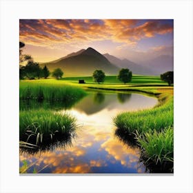 Sunset Over A Lake 7 Canvas Print