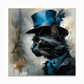 Cat In Top Hat Visits Paris Canvas Print