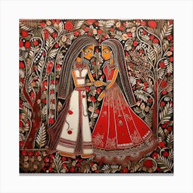 Two Indian Women By Saraswati Canvas Print