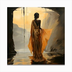 Woman In A Golden Dress Canvas Print