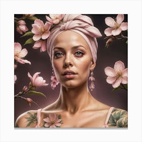 Tattooed Woman With Flowers Canvas Print