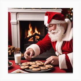 Santa Claus Eating Cookies 2 Canvas Print