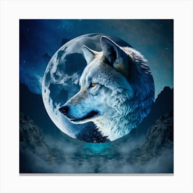 Wolf In The Moonlight 2 Canvas Print