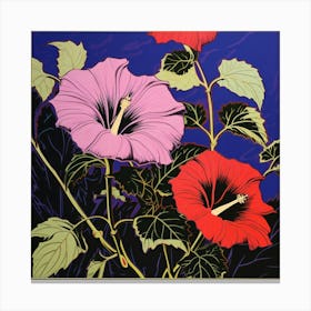 Moonflower 1 Pop Art Illustration Square Canvas Print