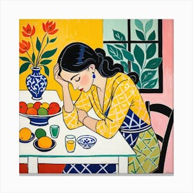 Woman At The Table 9 Canvas Print