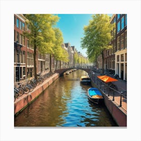 Sunny Canals Cape Vibrant Amsterdam Summer Art Print 2 Canvas Print