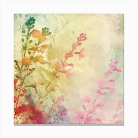 Grunge Background With Flowers 2 Canvas Print