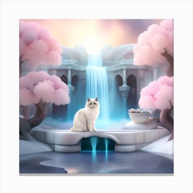 Cat In A Waterfall Canvas Print