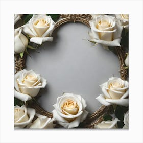 White Roses In A Frame Canvas Print