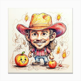 Caricature Of A Cowboy Canvas Print