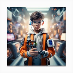 Futuristic Boy In Space Canvas Print