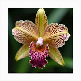 A Close Up Of A Single Exotic Orchid With Intricate Patterns Canvas Print