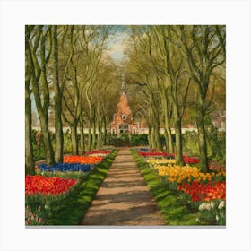 Keukenhof Gardens Netherlands Vintage Botanical (4) 1 Canvas Print