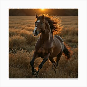 Horse Galloping At Sunset 1 Canvas Print