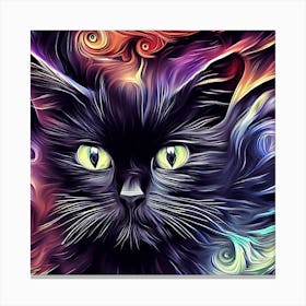 Black Cat With Swirls Canvas Print
