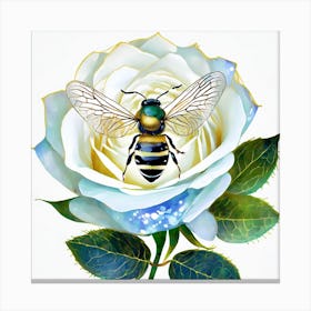 Bee On A Rose Canvas Print