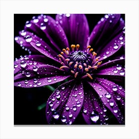 Purple Flower With Water Droplets 10 Canvas Print