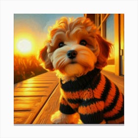 Dog In Sweater Canvas Print