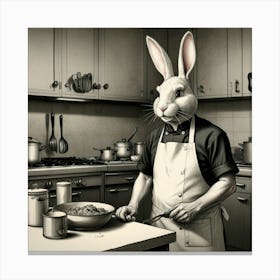 Rabbit In The Kitchen 1 Canvas Print