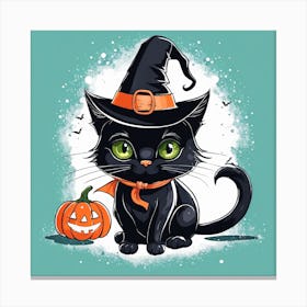 Cute Cat Halloween Pumpkin (31) Canvas Print