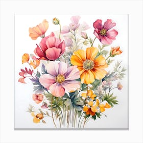 Floral Flowers In Bloom Watercolor Canvas Print