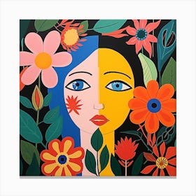 Woman floral retro Canvas Print