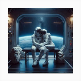 Two Astronauts In Space Canvas Print