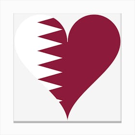 Heart Love Flag Qatar Arabian Peninsula Heart Shaped Canvas Print