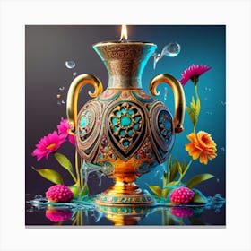 A vase of pure gold studded with precious stones 14 Canvas Print