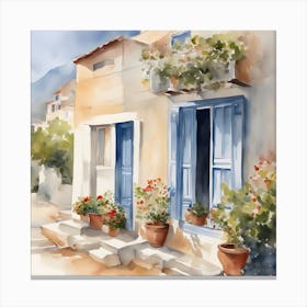 Watercolor Of A House Canvas Print