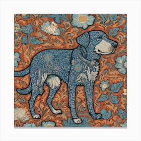 william morris Dog With Flowers Canvas Print