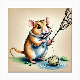 Mouse Fishing Canvas Print