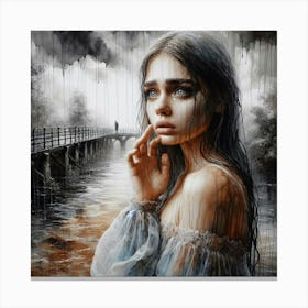 Girl In The Rain 11 Canvas Print