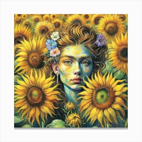 Sunflower Girl 3 Canvas Print