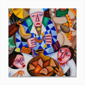 An Cubism Oil Painting Of Starving People Canvas Print