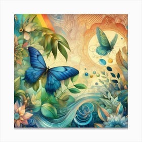 Butterflies And Flowers Canvas Print