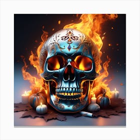 Halloween Skull Fire Canvas Print
