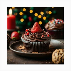 Leonardo Kino Xl Christmas Dessert With Chocolate And Strawber 0 Canvas Print