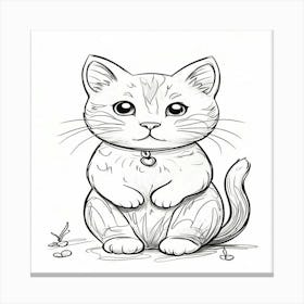 Cute Cat Coloring Pages Canvas Print