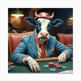 Cow Playing Poker 5 Canvas Print